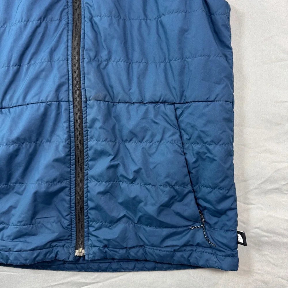 The North Face Mens Tamburello Puffer Vest Blue Full Zip Quilted Sz S Insulated